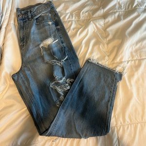 American Eagle distressed wide leg jeans